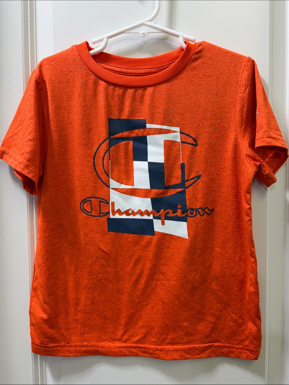 Champion Orange Tee with Navy & White Logo